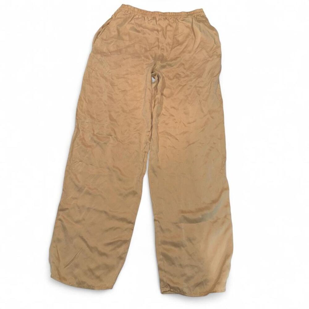 Vintage 1980s Anne Klein 100% Silk Pull On Pants Fits Medium Tan Quiet Luxury